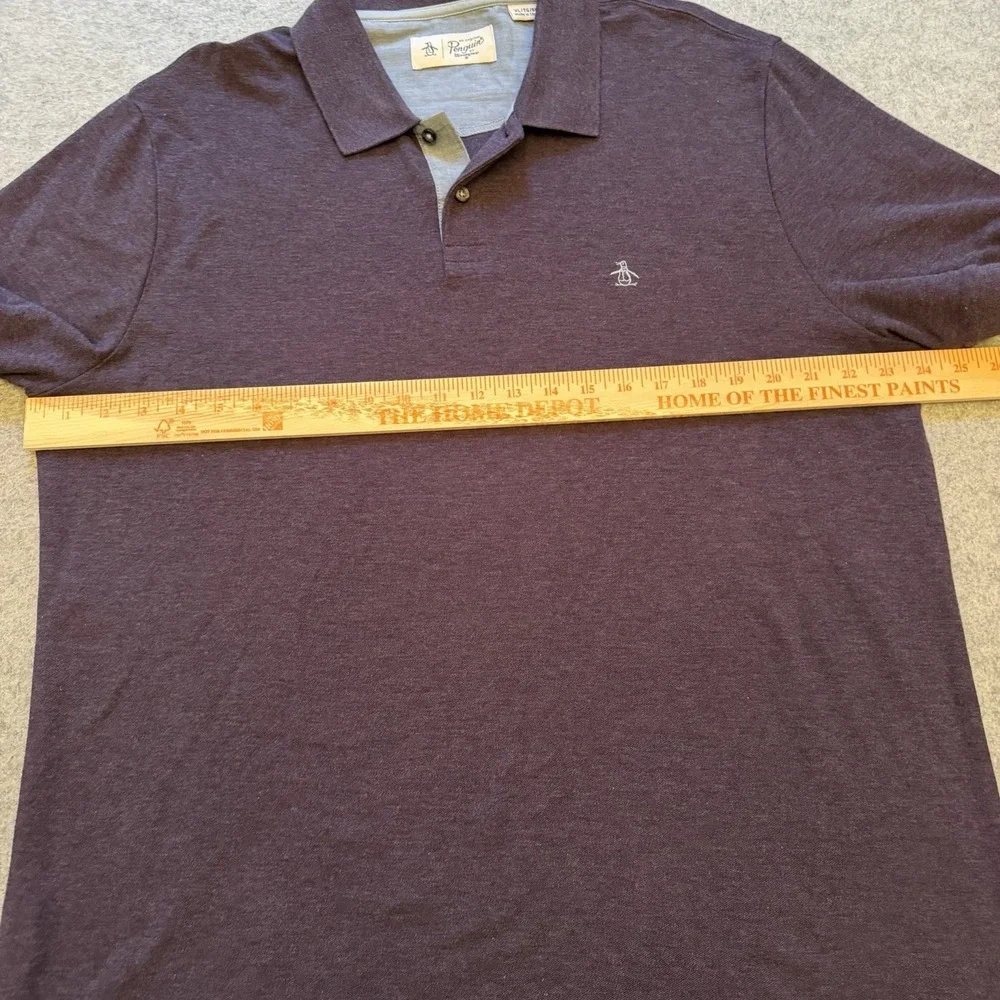 Original Penguin Men's Short Sleeve Golf Polo Embroidered Heathered Purple XL